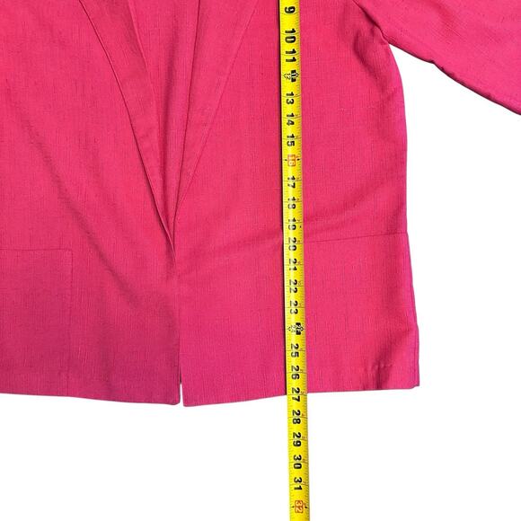 Vtg Joanna Power Blazer Jacket, Sz M Hot Pink Unlined 3/4 Sleeve, Buttonless - Picture 5 of 10